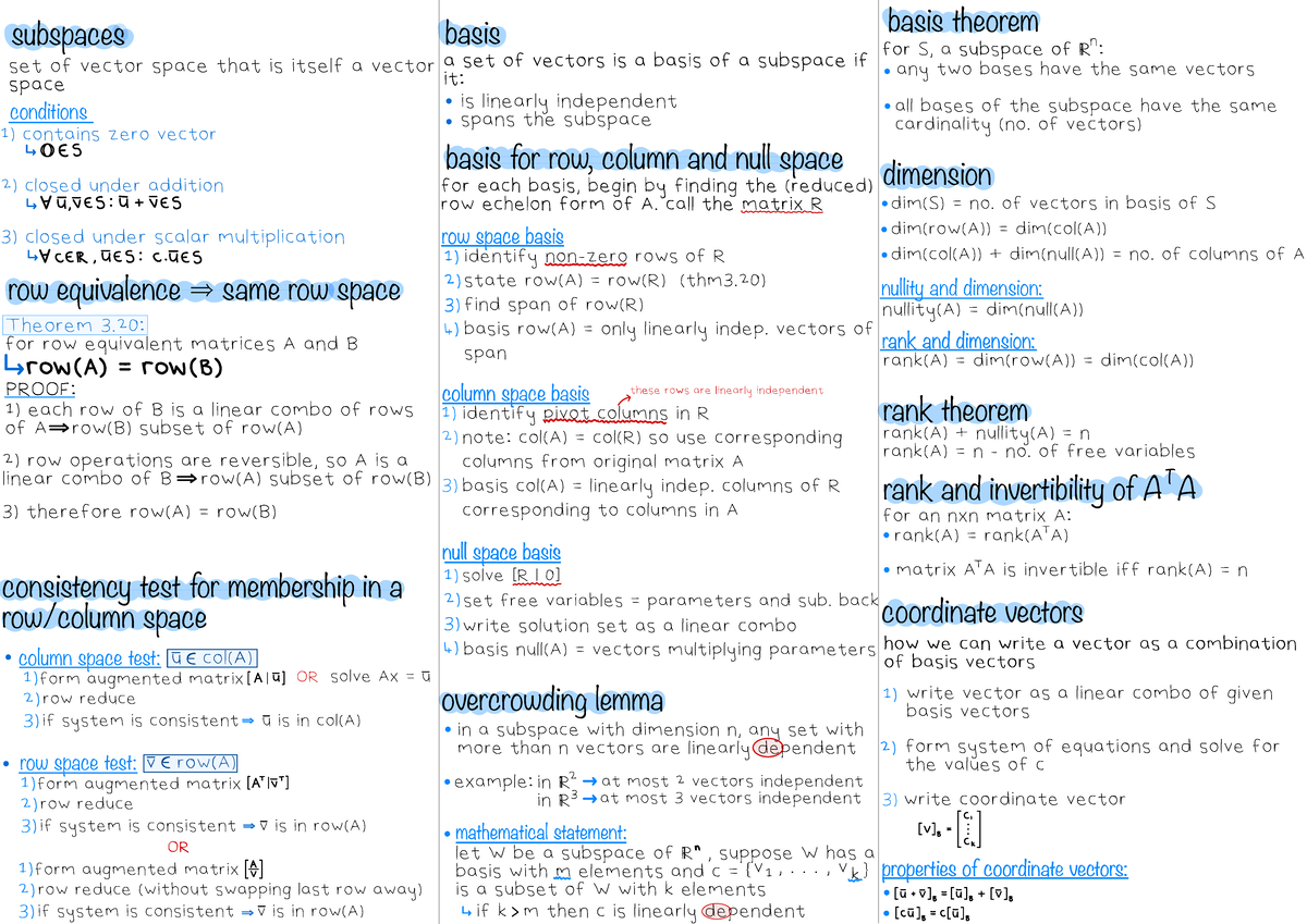 Basis Theorem and Subspaces in R: Key Concepts and Proofs (MATH 101 ...