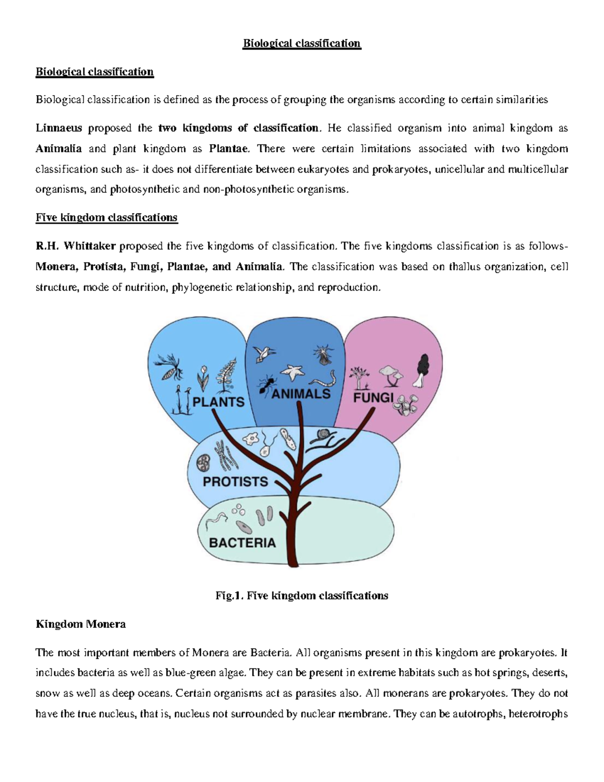 Chapter 2 - Biological Classification: The Five Kingdoms Explained - Studocu