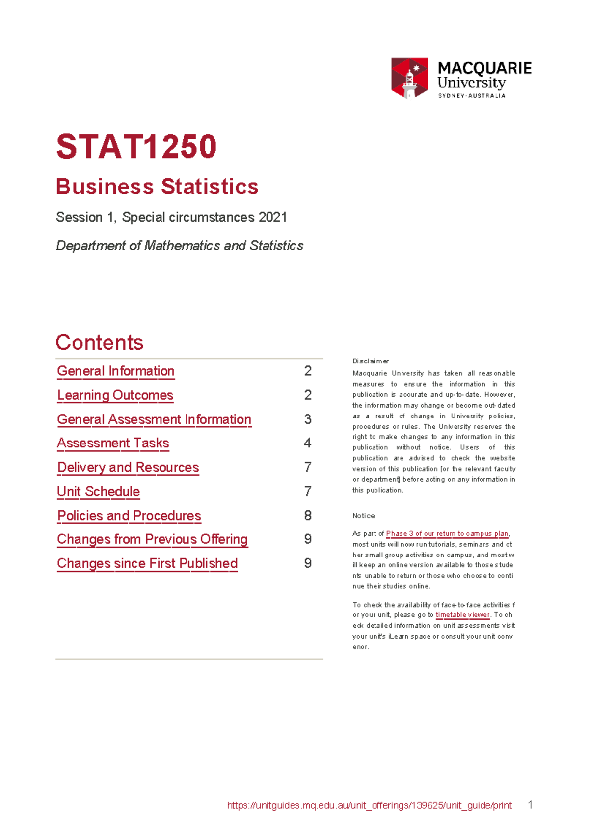 Unit Guide for Business Statistics (STAT1250) - 2021 Edition - Studocu