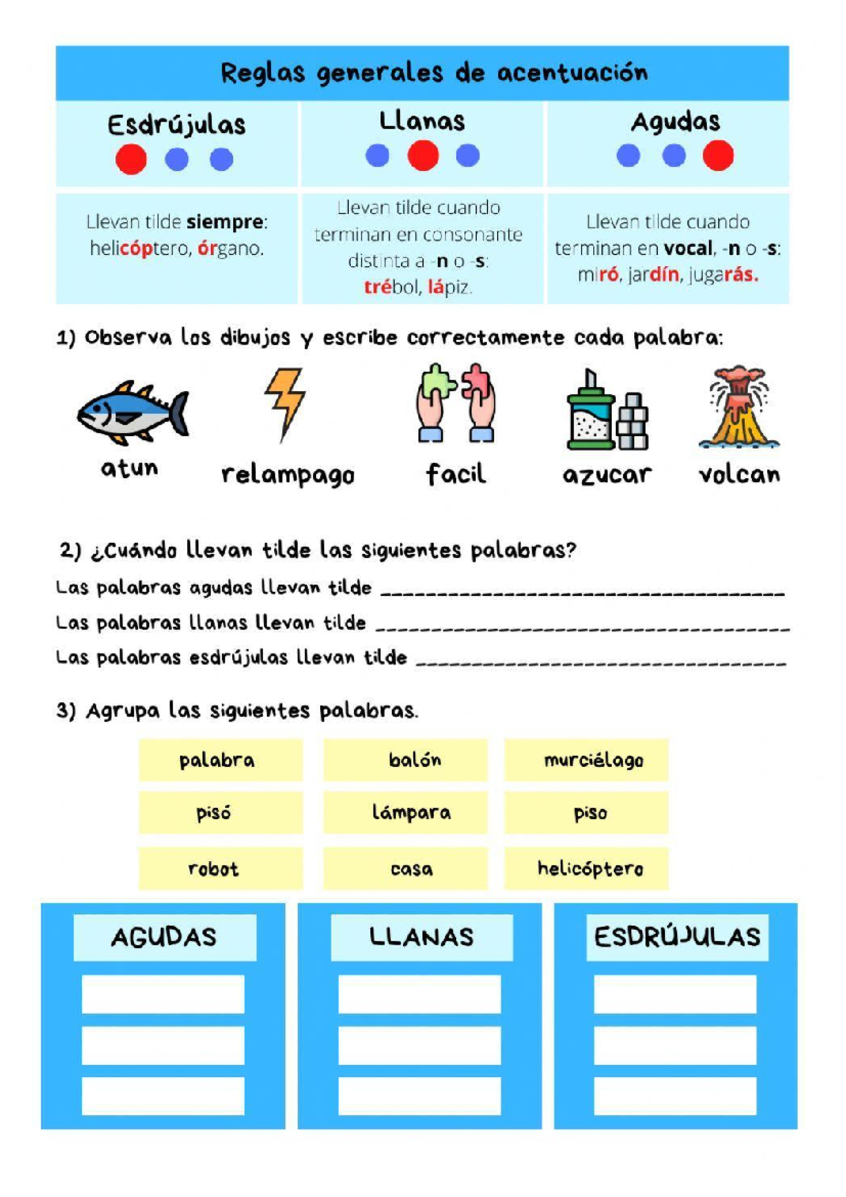 Acentuación: Reglas de Tilde en Palabras Agudas, Llanas y Esdrújulas ...