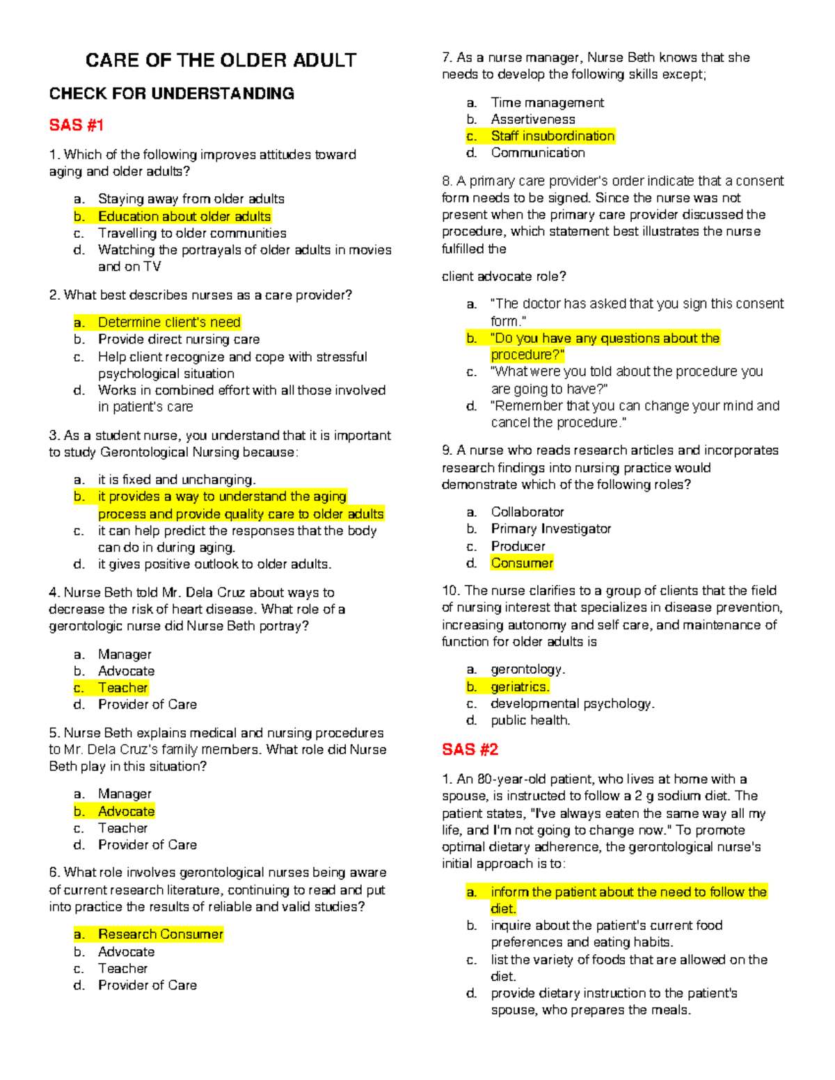 COOA-CFU - Care of Older Adults: Check for Understanding and Assessment ...