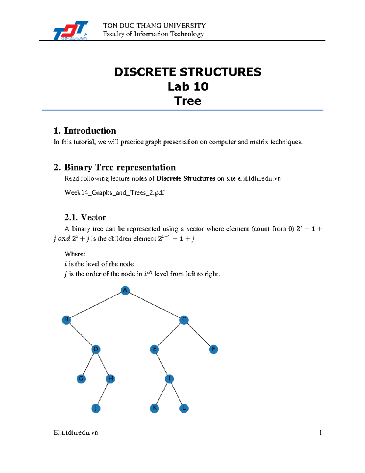 Lab 10: Tree Representations in Discrete Structures (IT101) - Studocu