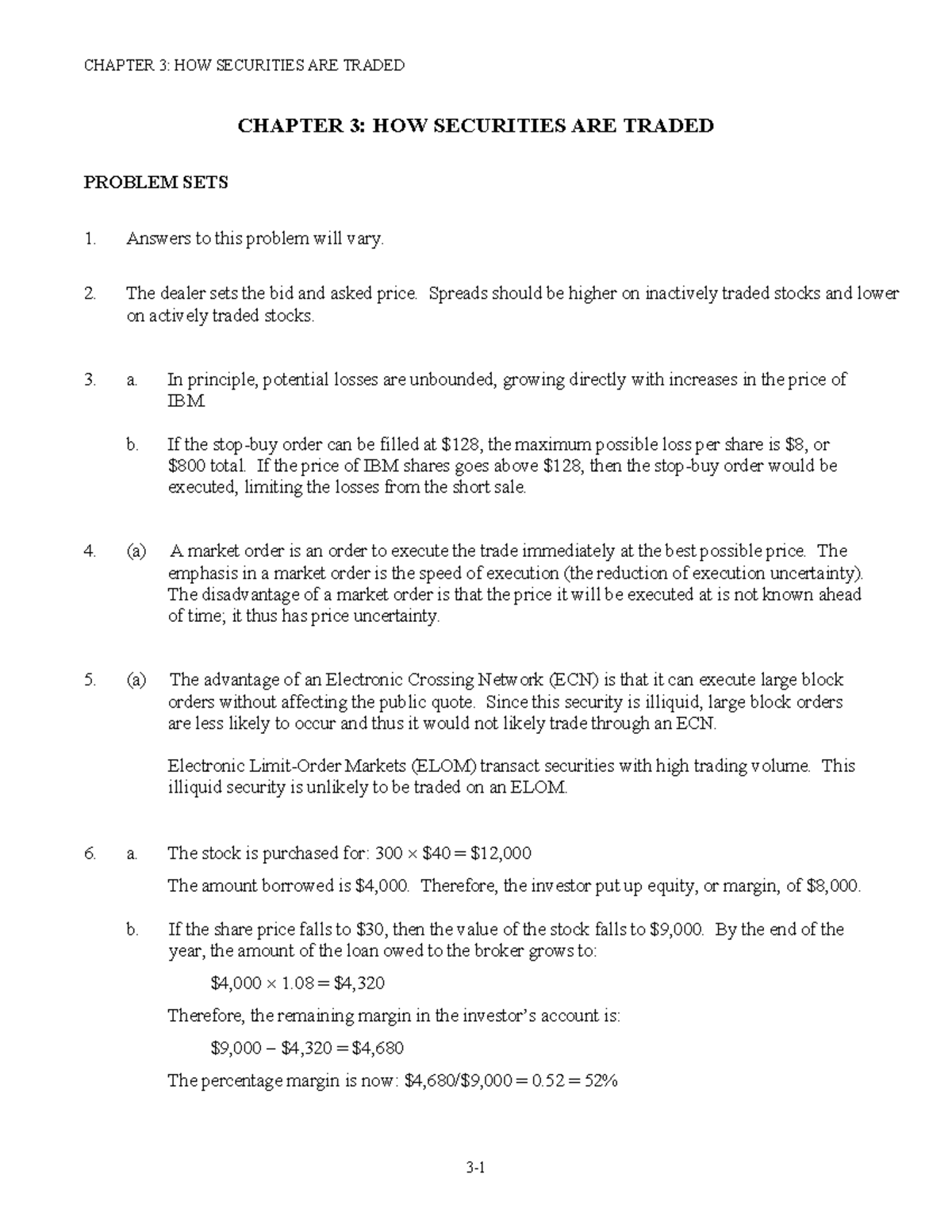CHAPTER 3: TRADING SECURITIES & MARKET ORDERS ANALYSIS - Studocu