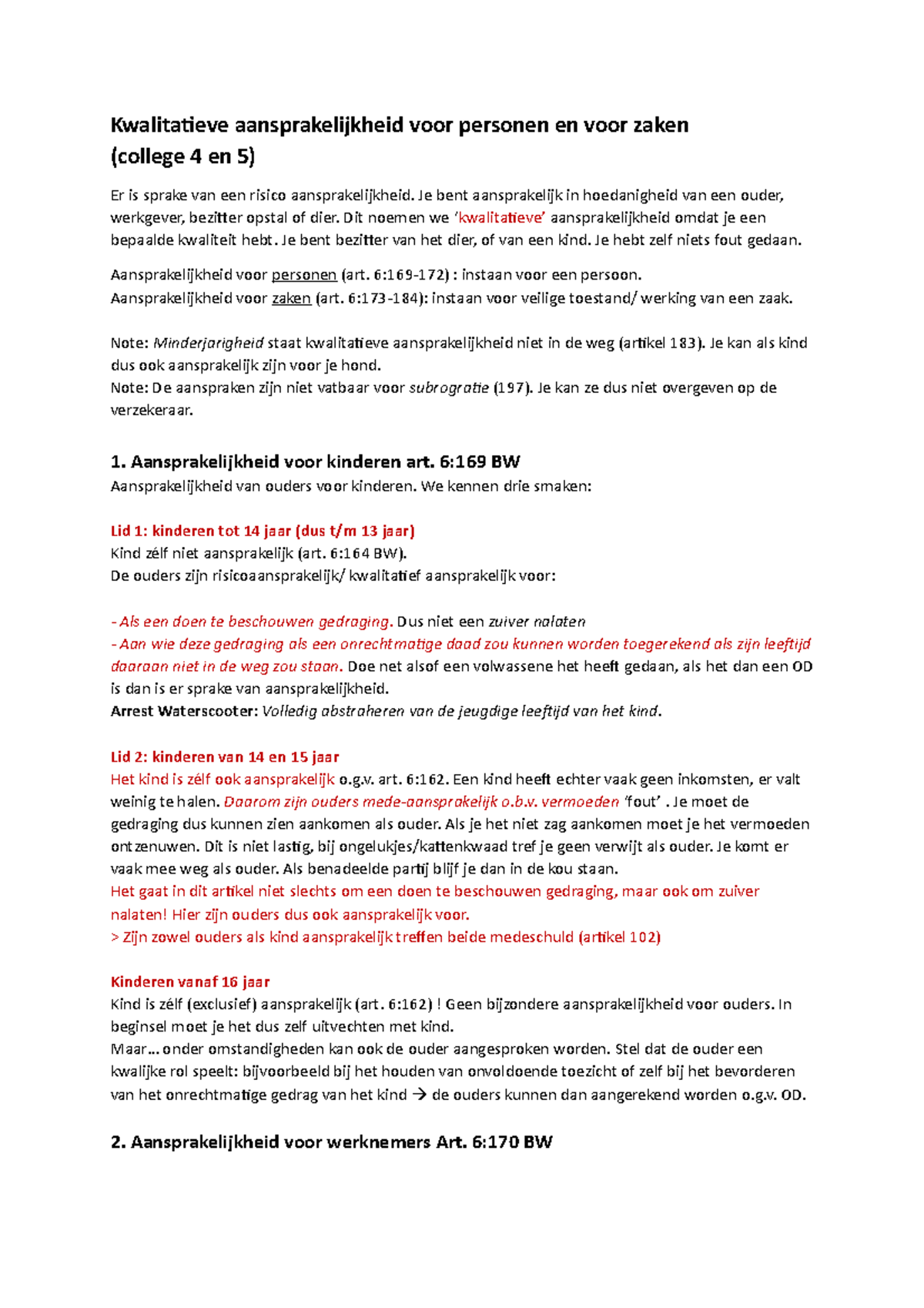 wat is kwalitatieve aansprakelijkheid