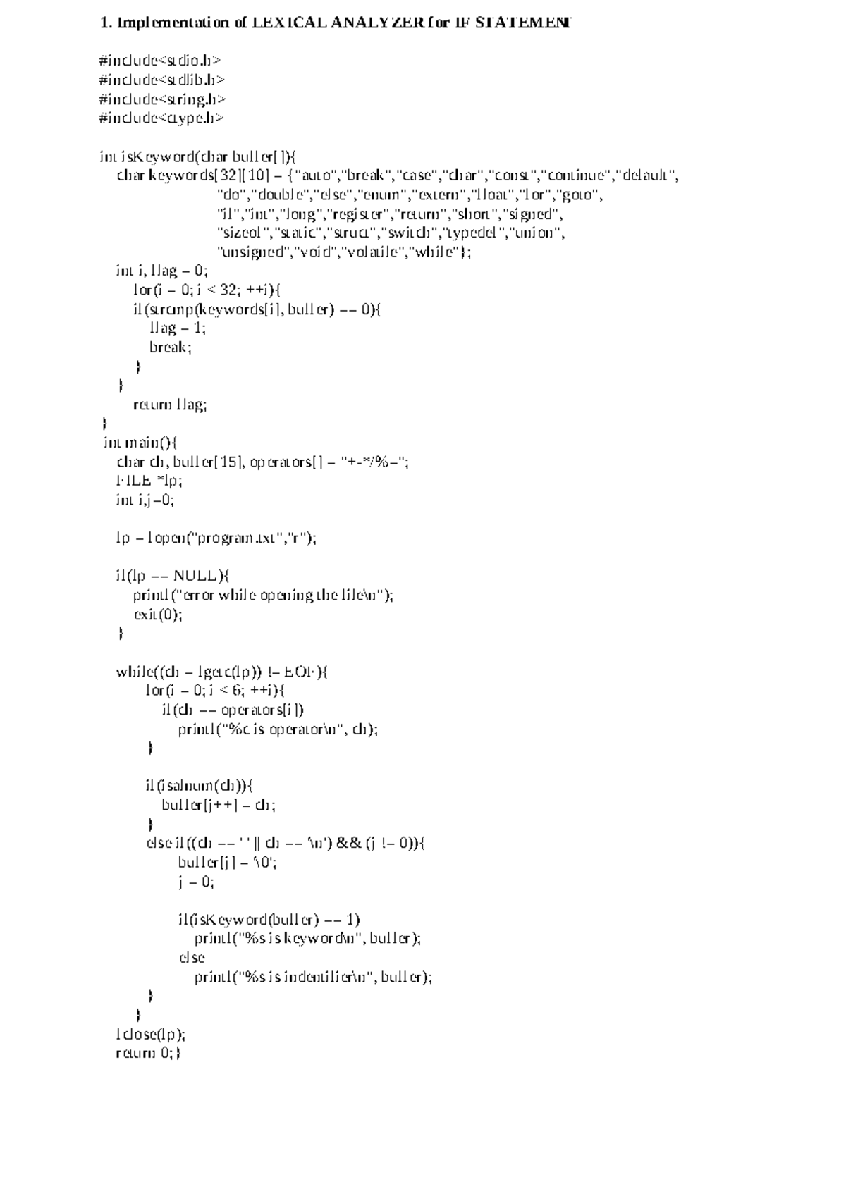 CD Lab Manual - Implementation of Lexical Analyzer and Parsing ...