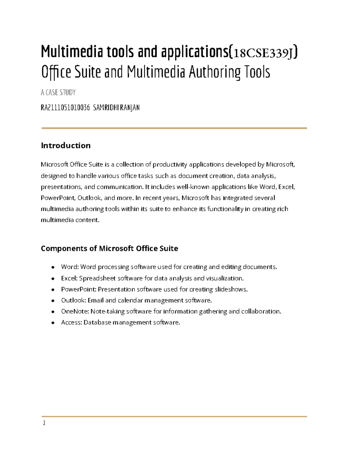 Multimedia Tools & Applications Case Study (18CSE339J) - Studocu