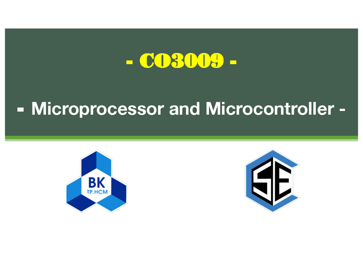 CO3009 Microprocessor and Microcontroller Lecture Notes Overview - Studocu