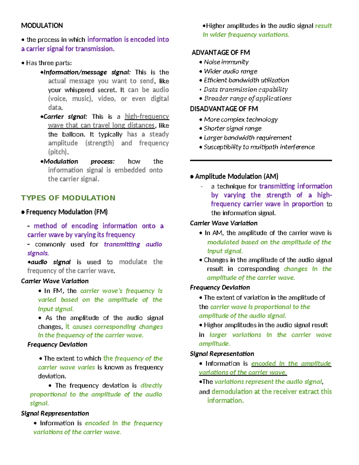 Electronics-Reviewer-Q3 - MODULATION the process in which information ...