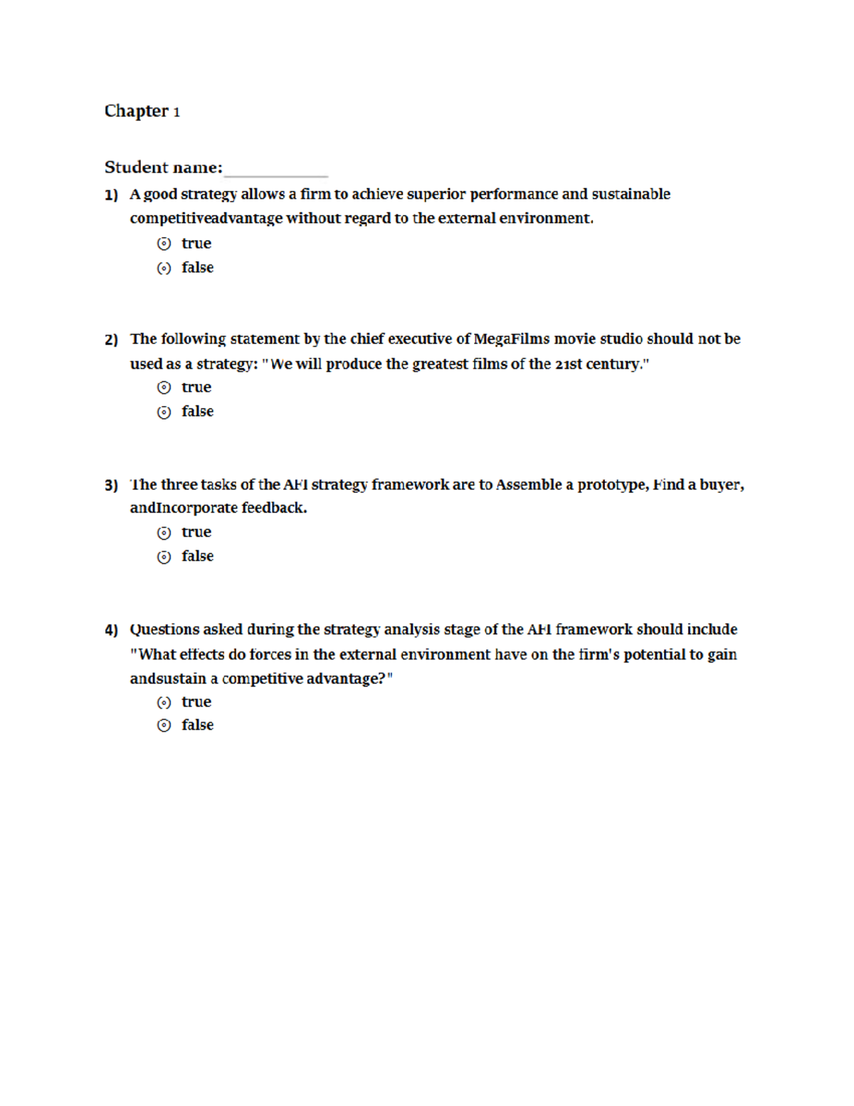 SM Quiz: Strategic Management Concepts and Stakeholder Analysis - Studocu