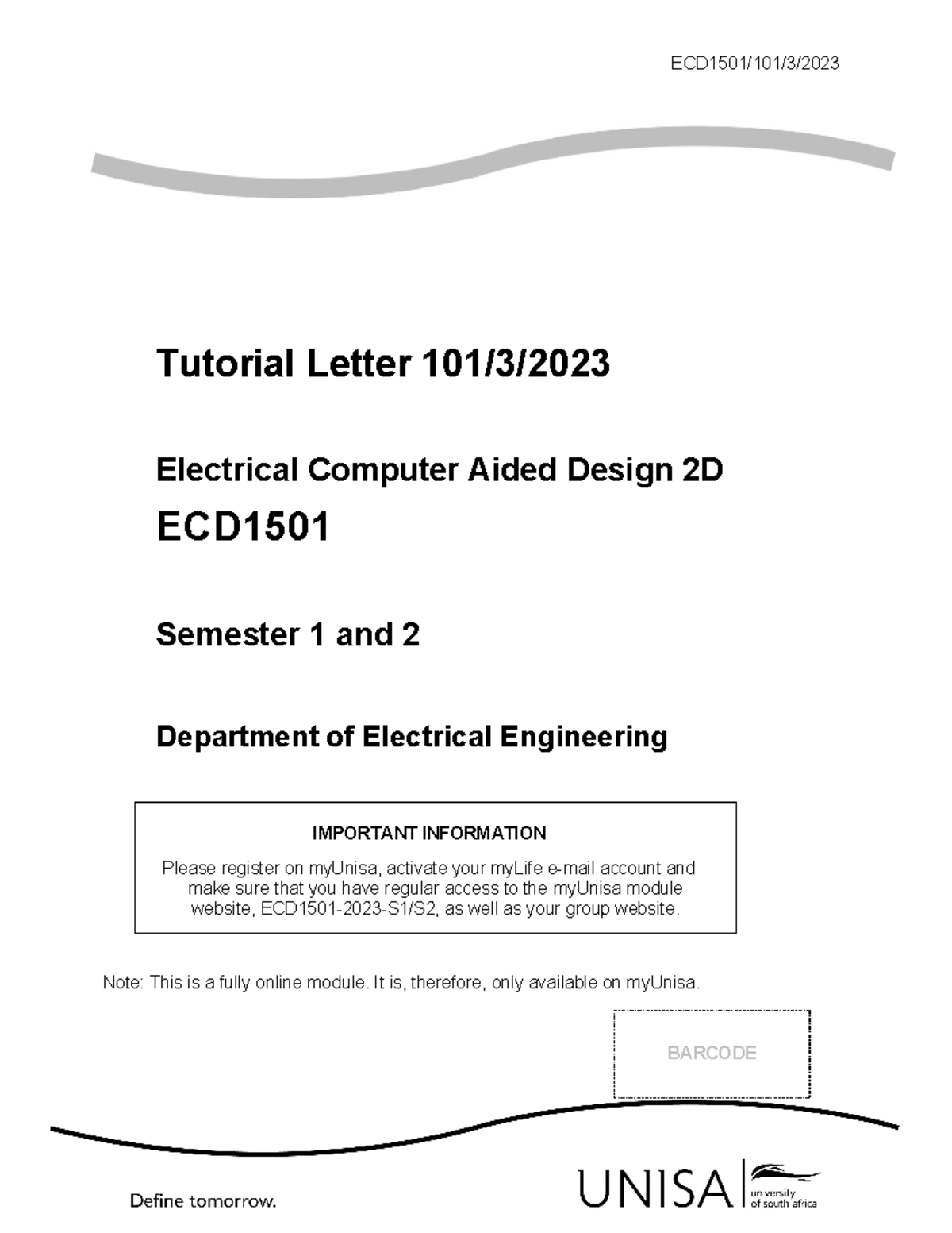 ECD 1501 Tutorial Letter 101: Important Module Info & Online Learning ...