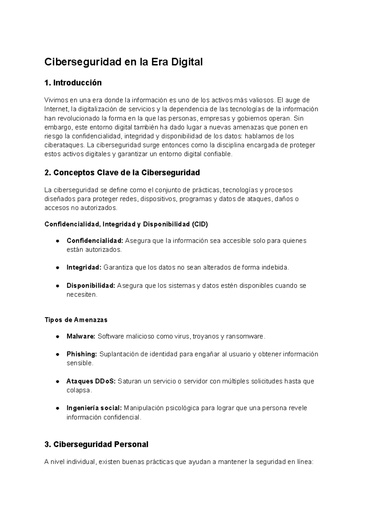 Resumen de Ciberseguridad en la Era Digital: Claves y Estrategias - Studocu