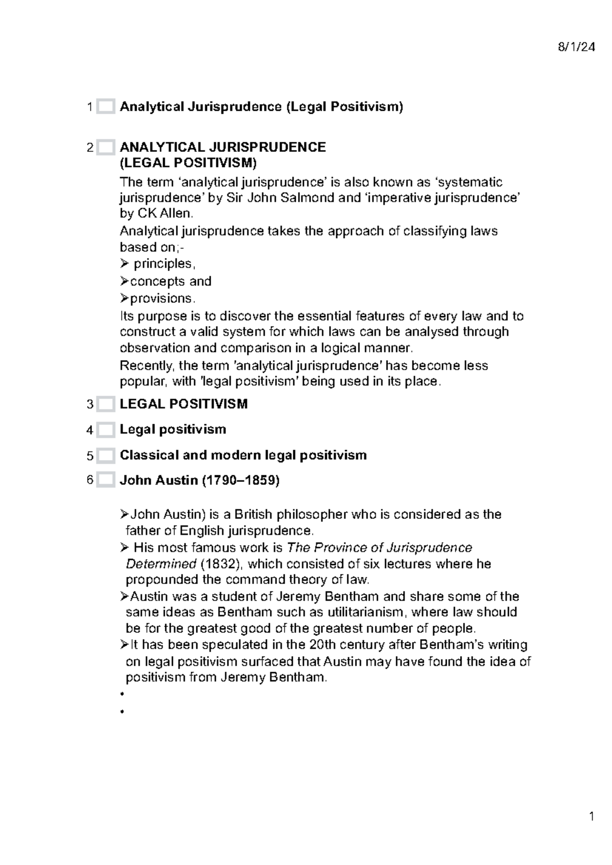 Topic 3: Analytical Jurisprudence and Legal Positivism Concepts - Studocu