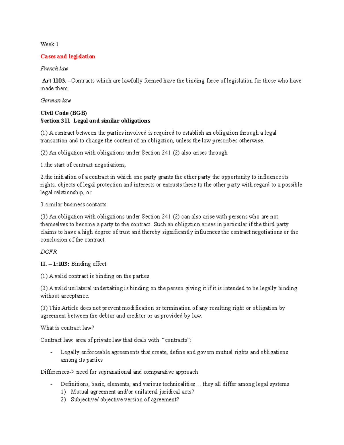 Contract Law Overview: Summary & Lecture Notes for LAW101 - Studeersnel