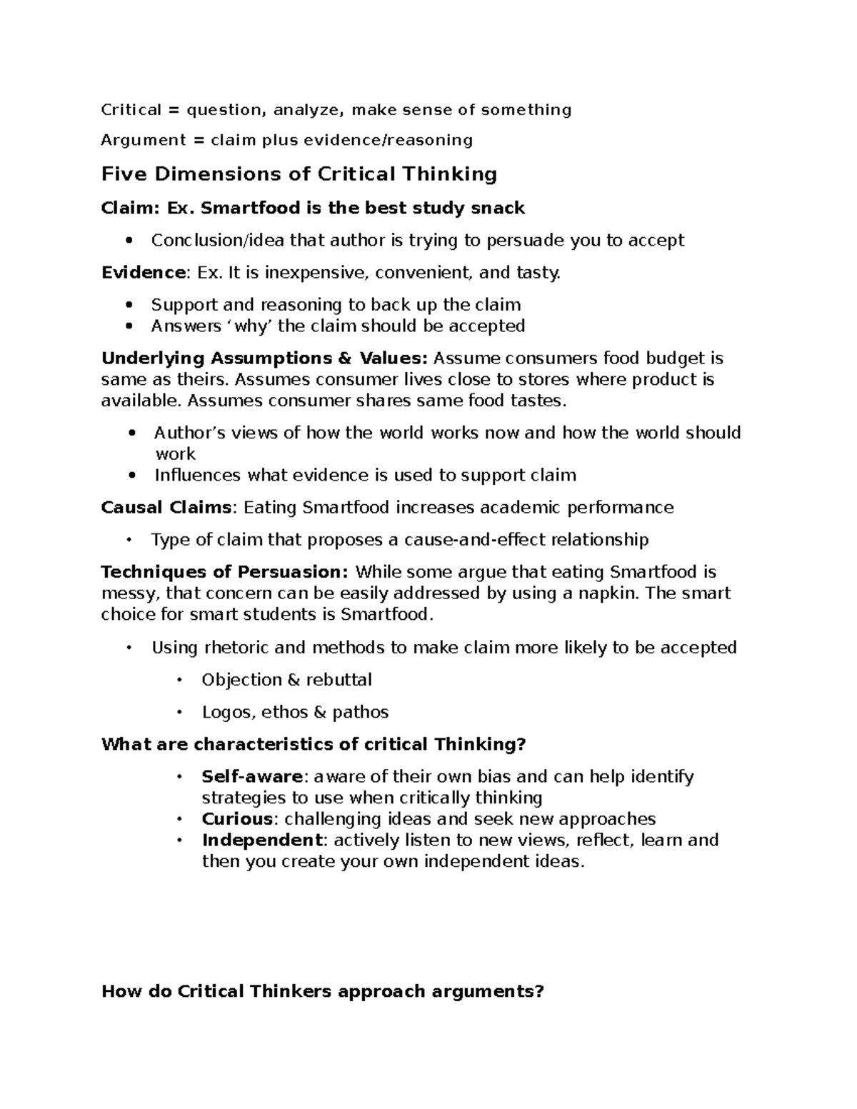 Lecture 2A - Critical Thinking Principles & Dimensions - Studocu