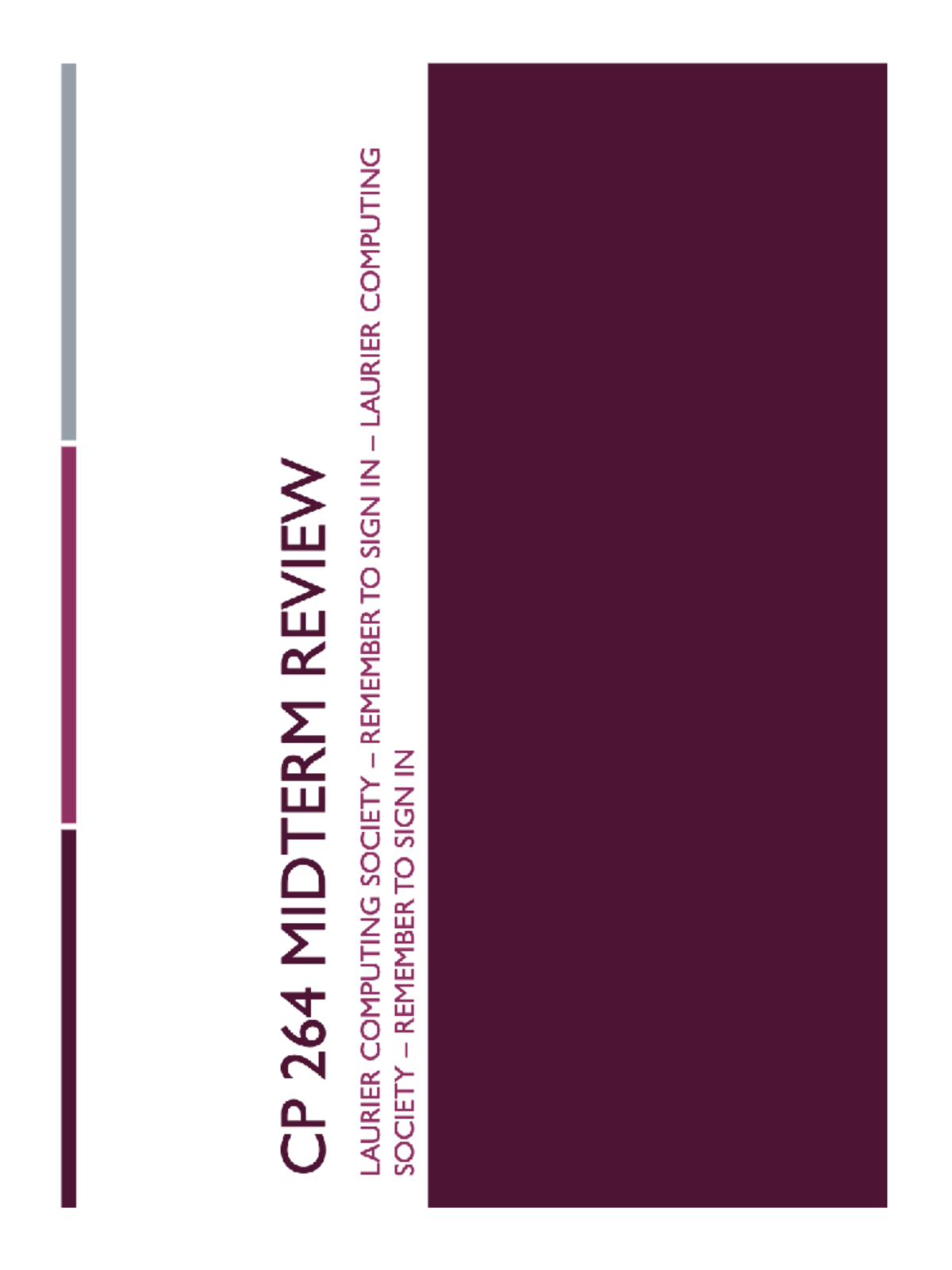 CP 264 Midterm Review Notes - Laurier Computing Society - Studocu