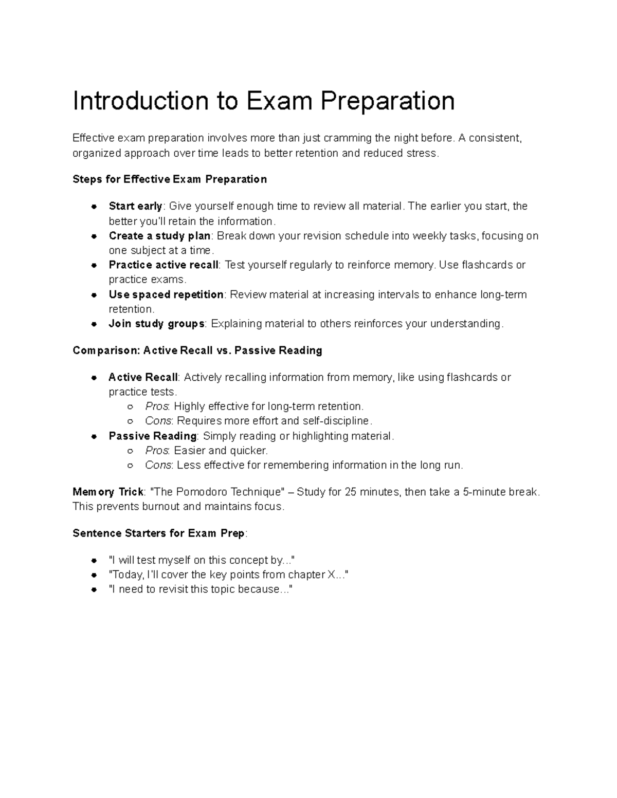 PREP - Effective Strategies for Exam Preparation - Studocu