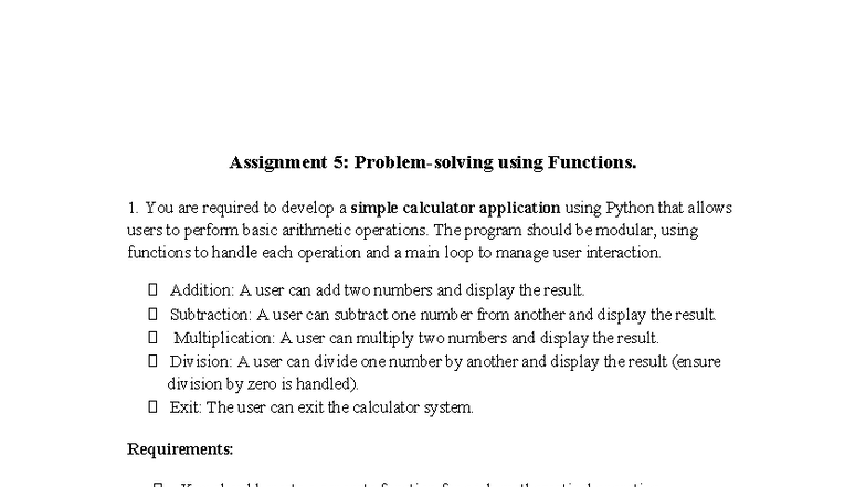 Python LAB Experiment 5: Simple Calculator & GPA Calculation - Studocu