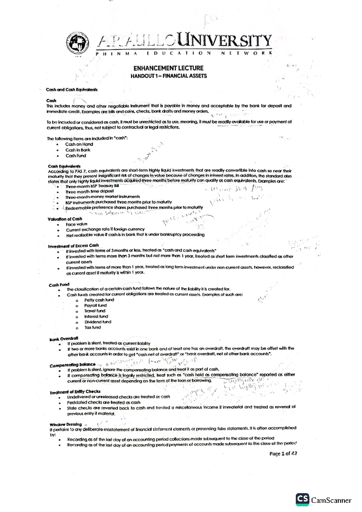 Part 1 - Financial Asset - BS Accountancy - Studocu