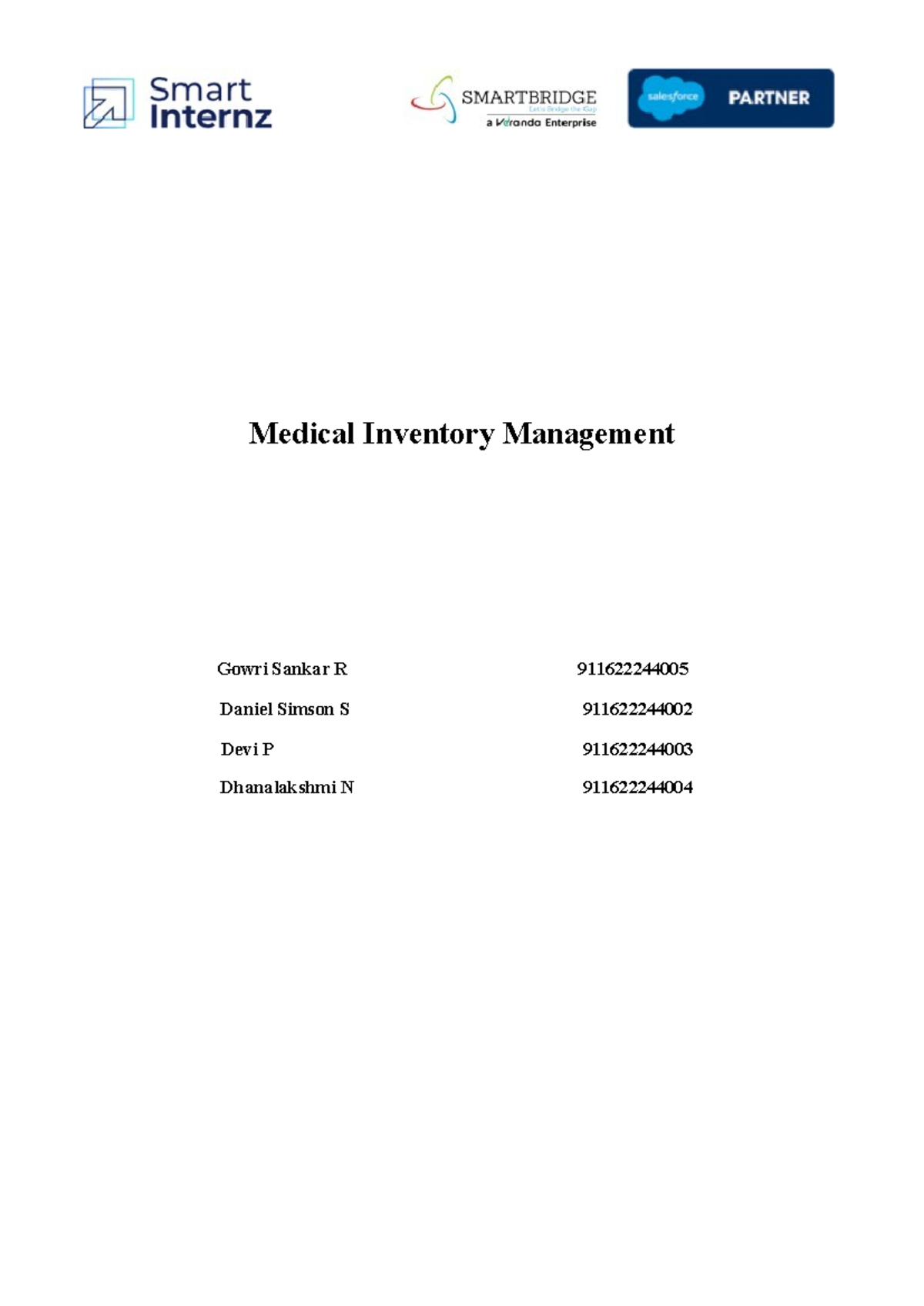 Medical Inventory Management Project Overview (Course Code: MIM101 ...