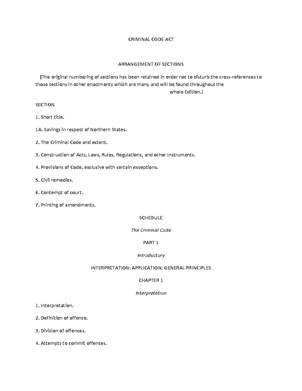 C38 - Comprehensive Overview of the Criminal Code Act - Studocu