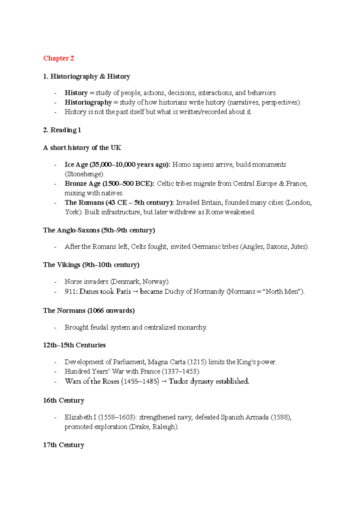 BAS - Nguyễn Thị Linh Chi: Chapter 2 Historiography & UK History Prep ...