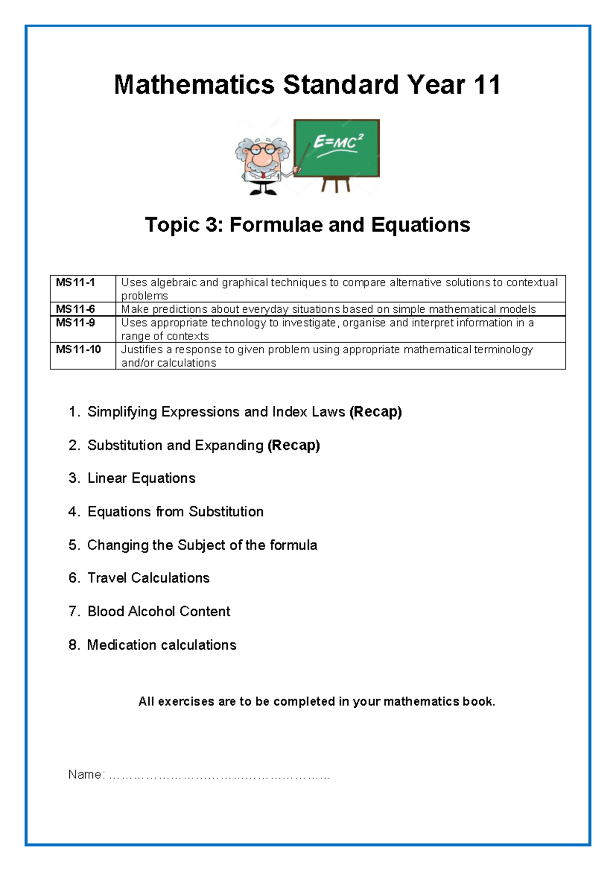 Year 11Std2 Formulae and Equations Booket P1 - Mathematics Standard ...