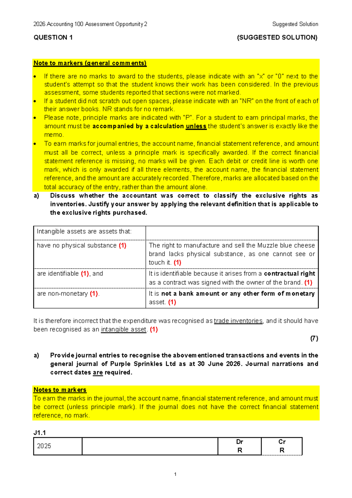 ACC100 Assessment Opportunity 2 Suggested Solutions for 2026 - Studocu