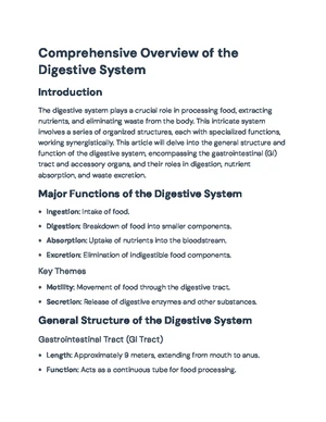 Digestive System - Study Notes & Assignments - Studocu