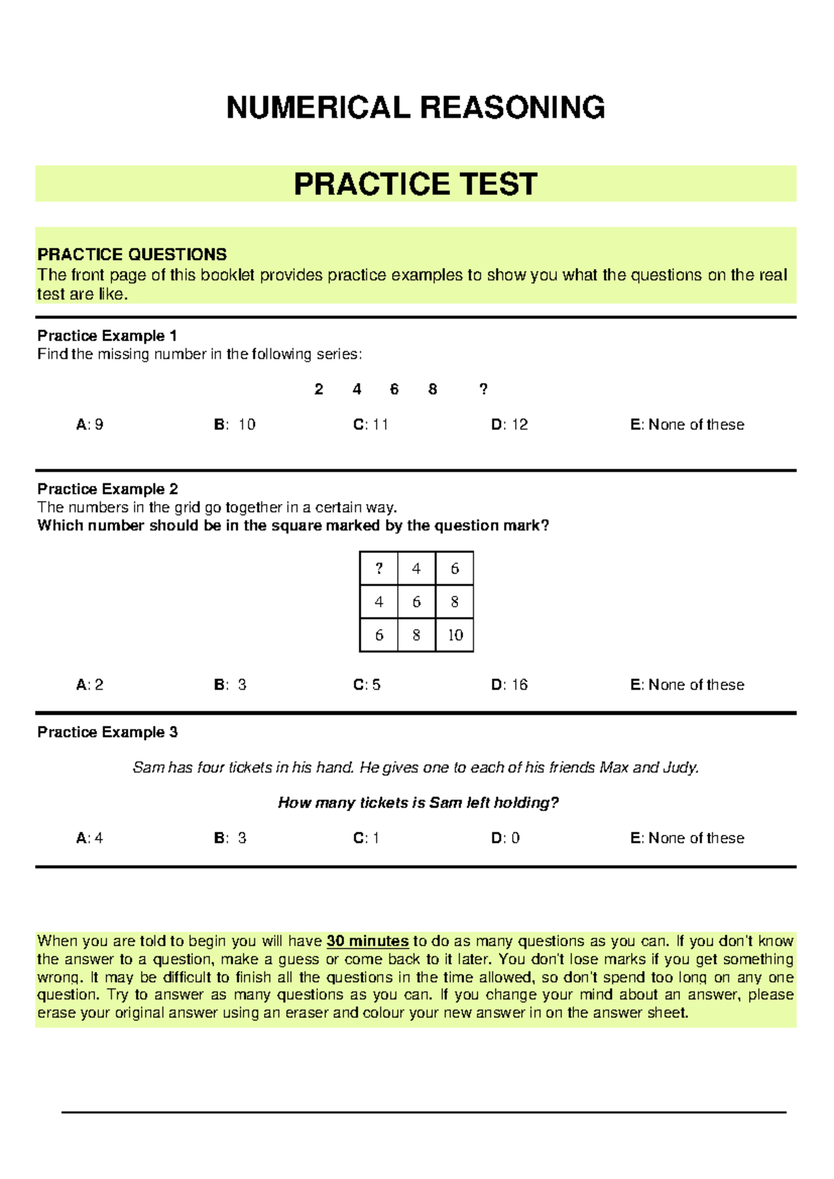 Numerical Reasoning Practice Test - Quantitative Skills Evaluation ...