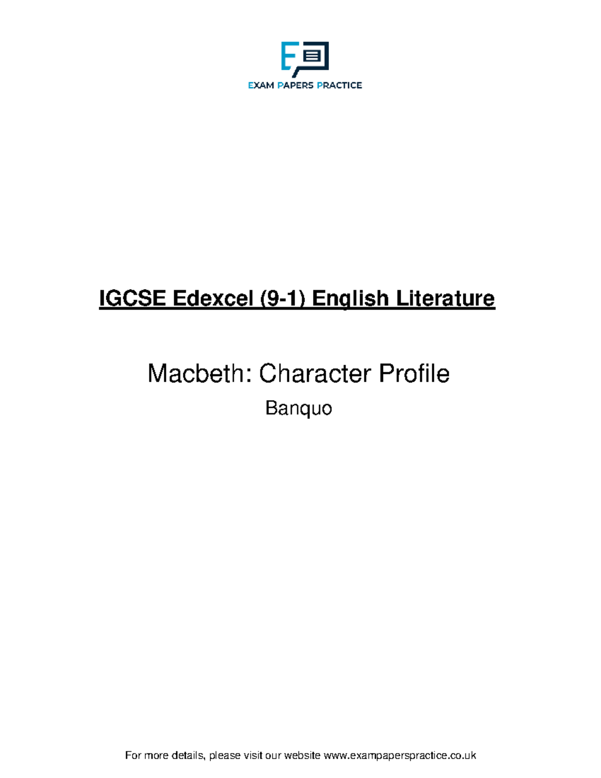IGCSE Edexcel English Literature: Character Profile of Banquo in ...