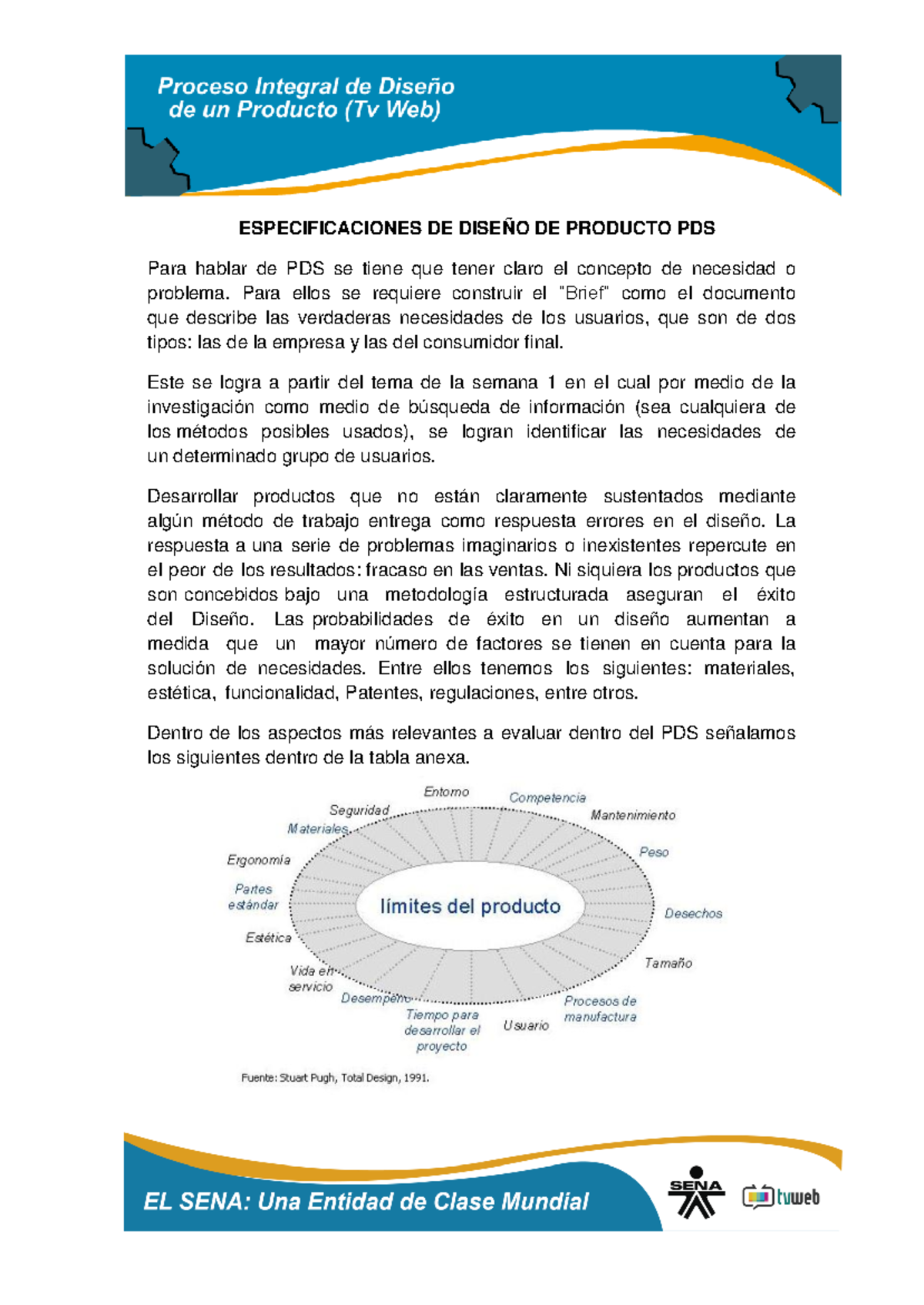 Especificaciones PDS de Diseño de Producto - Curso 3B1O - Studocu