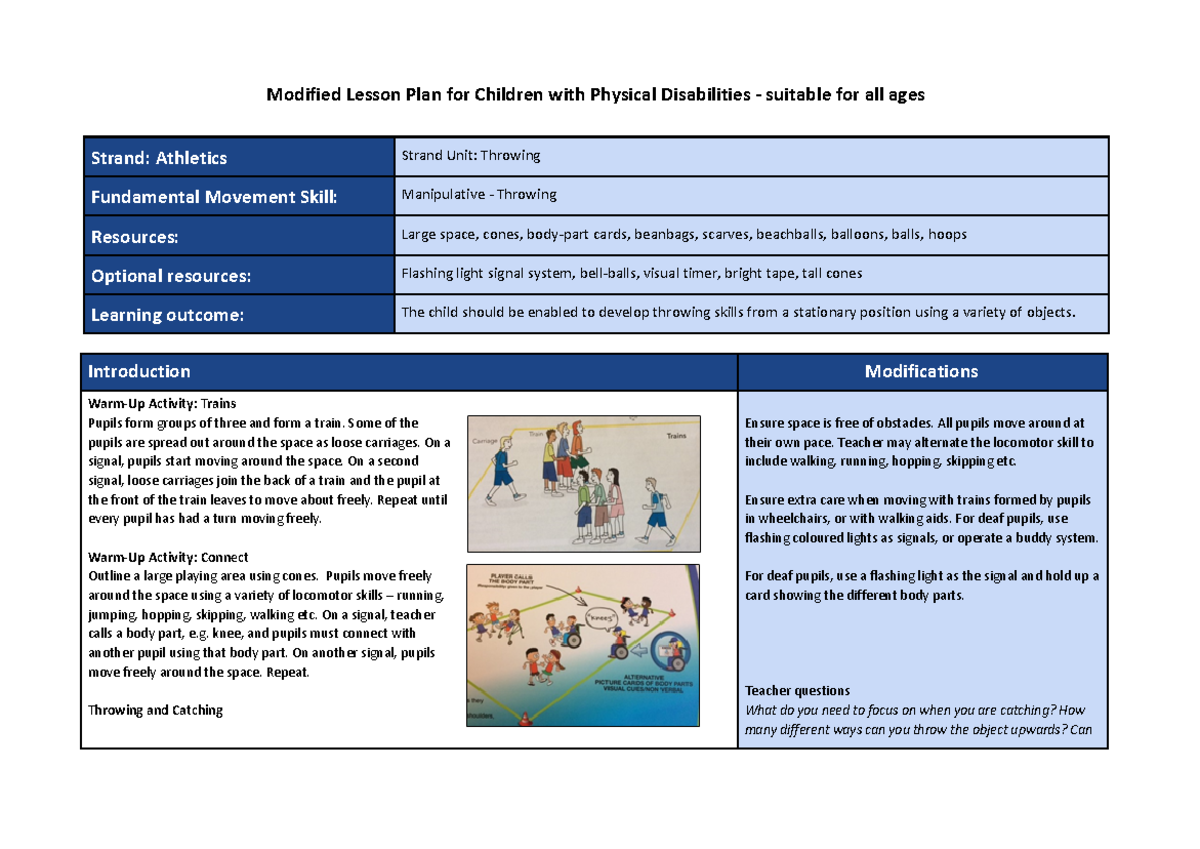 Athleticspdst - Athelitcs lesson plan for students with special needs ...