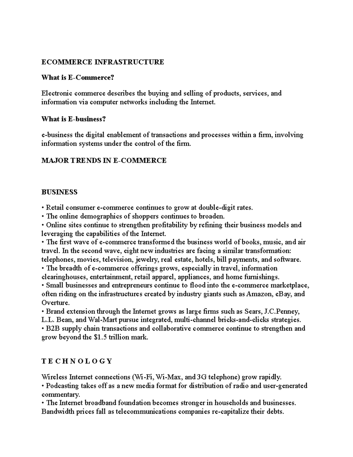 Securing Ecommerce Notes - ECOMMERCE INFRASTRUCTURE What is E-Commerce ...