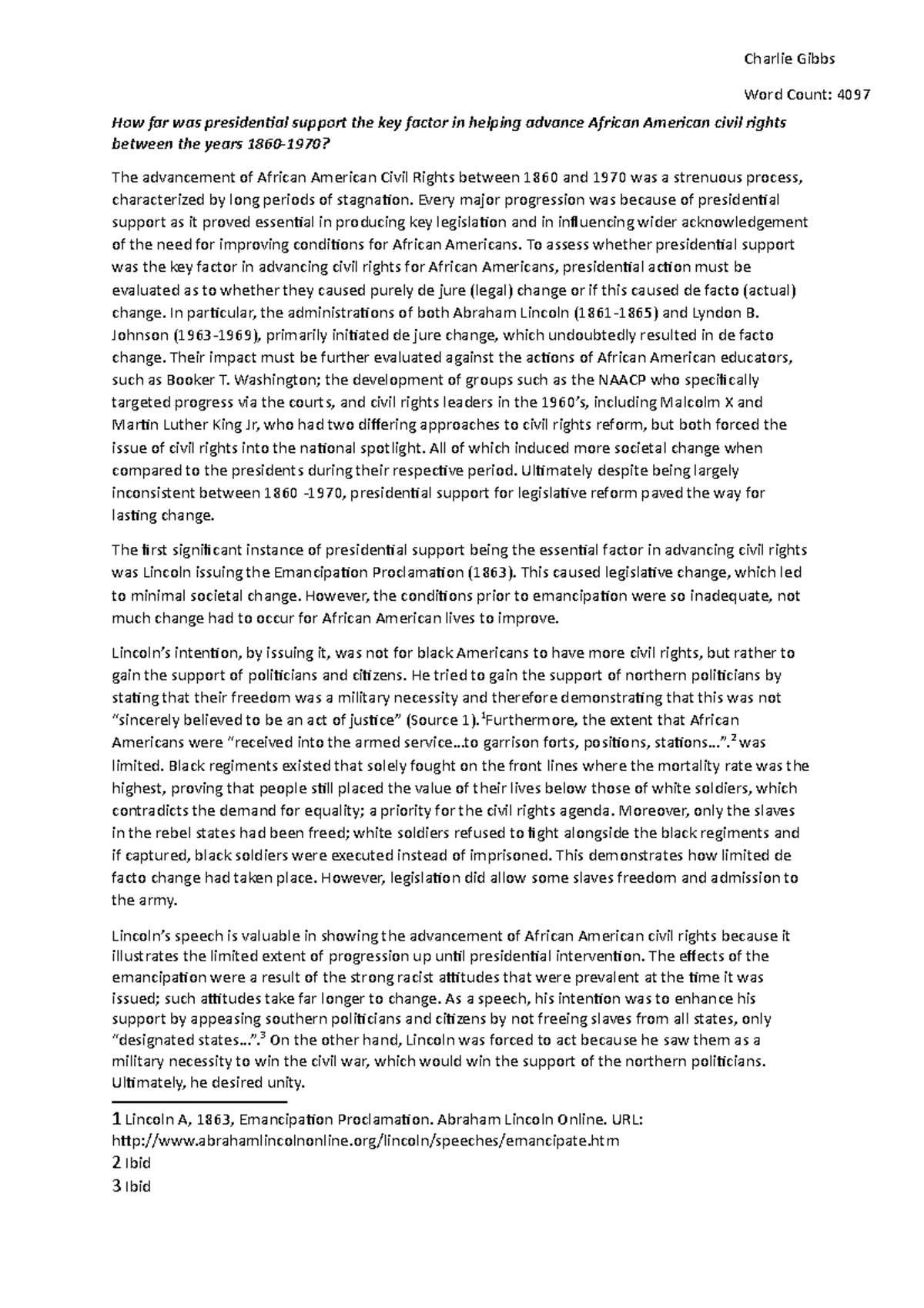 NEA Final Draft - Impact of Presidential Support on Civil Rights (1860 ...