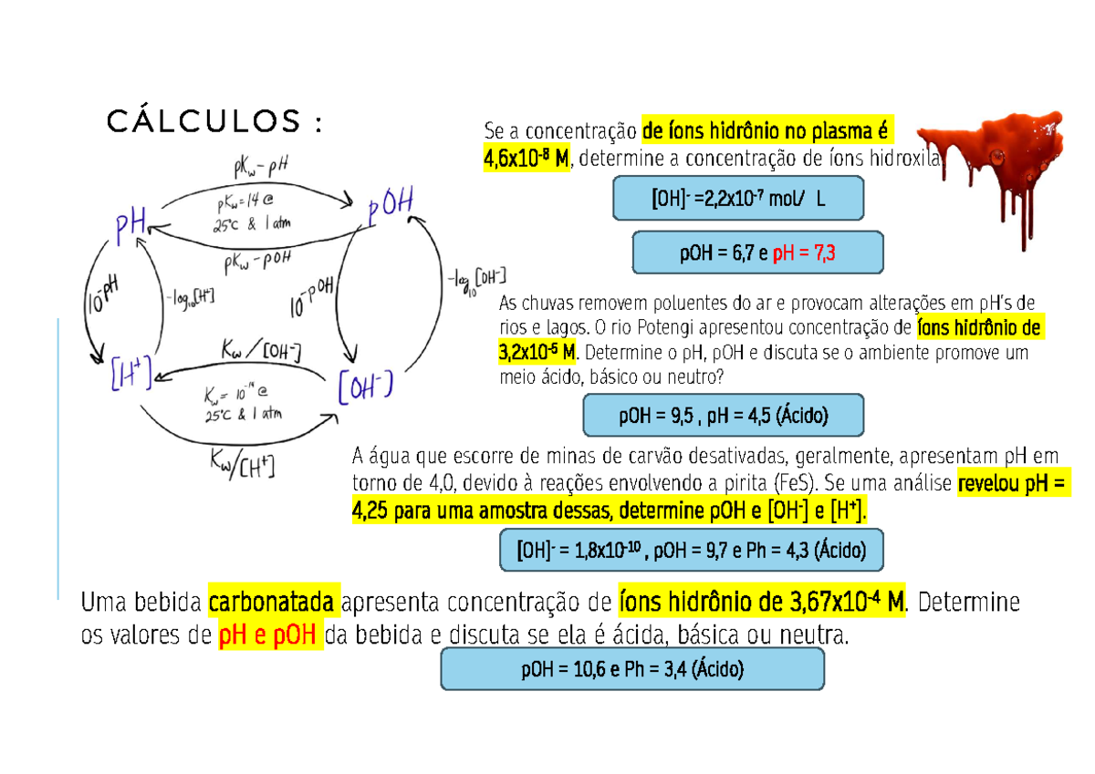 Aula de cidos e Bases Questo dos Clculos de p H e p OH - C Á L C U L O ...