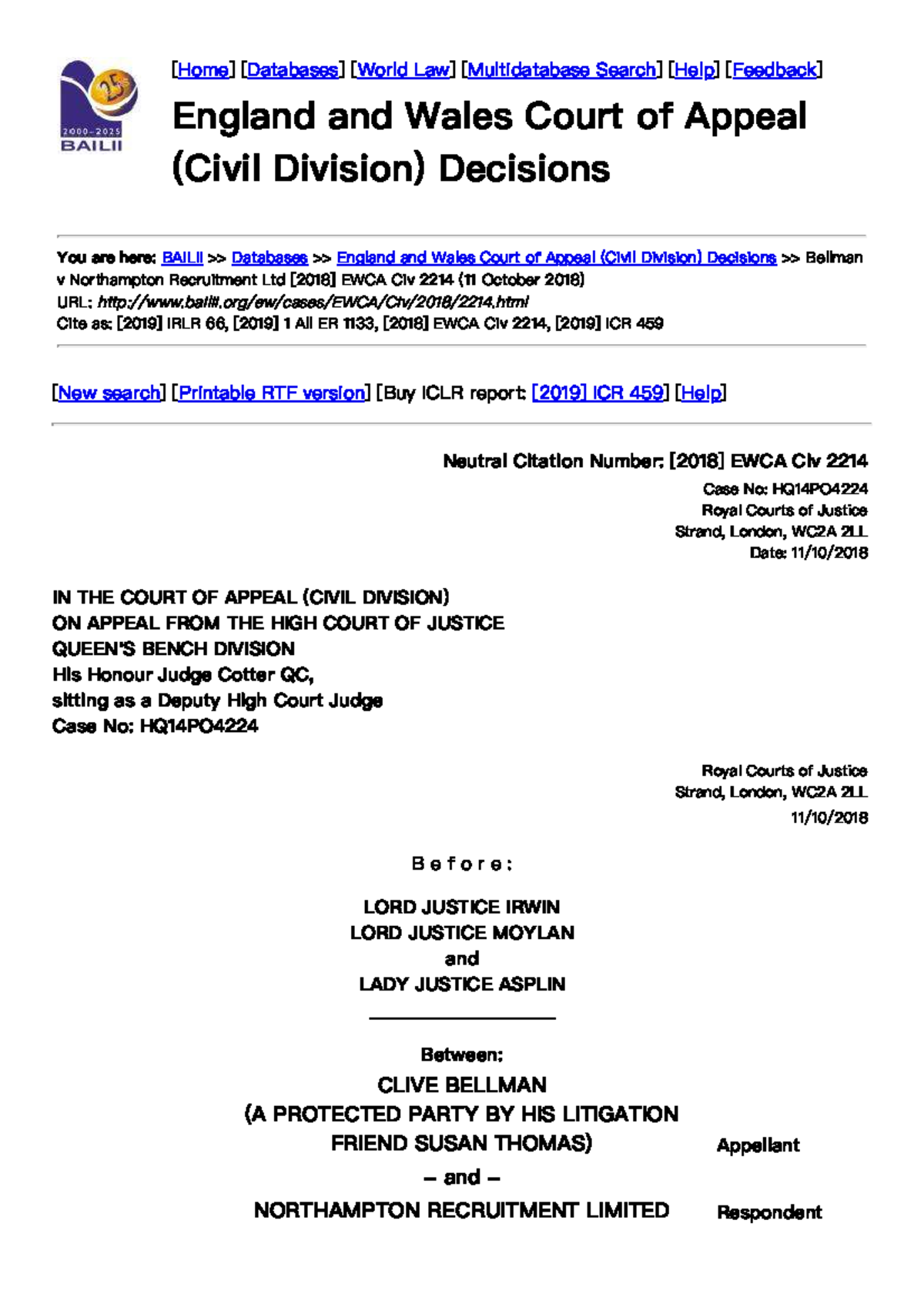 Bellman v Northampton Recruitment Ltd: EWCA Civ 2214 case analysis ...