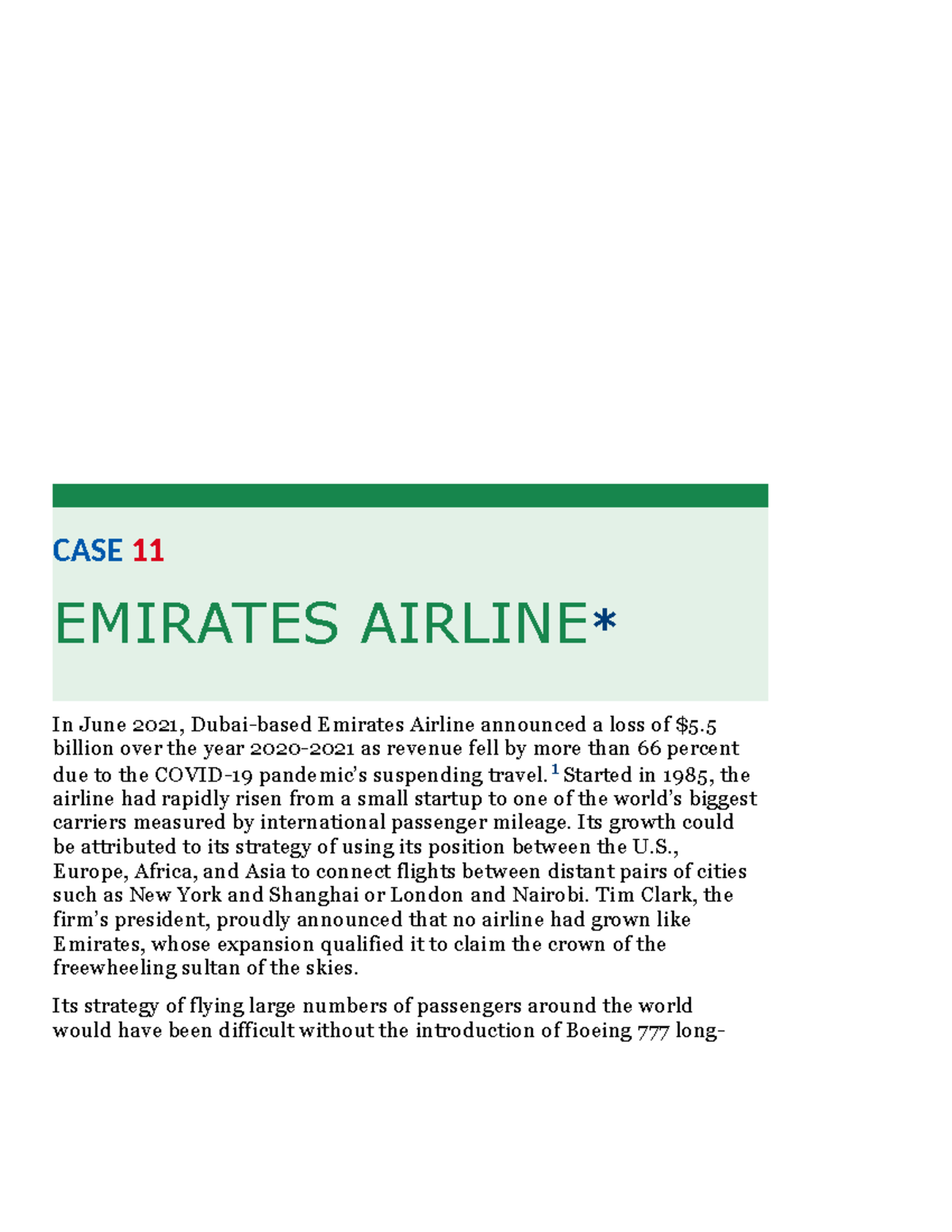 Case Study: Emirates Airline's Journey and Challenges (CC) - Studeersnel