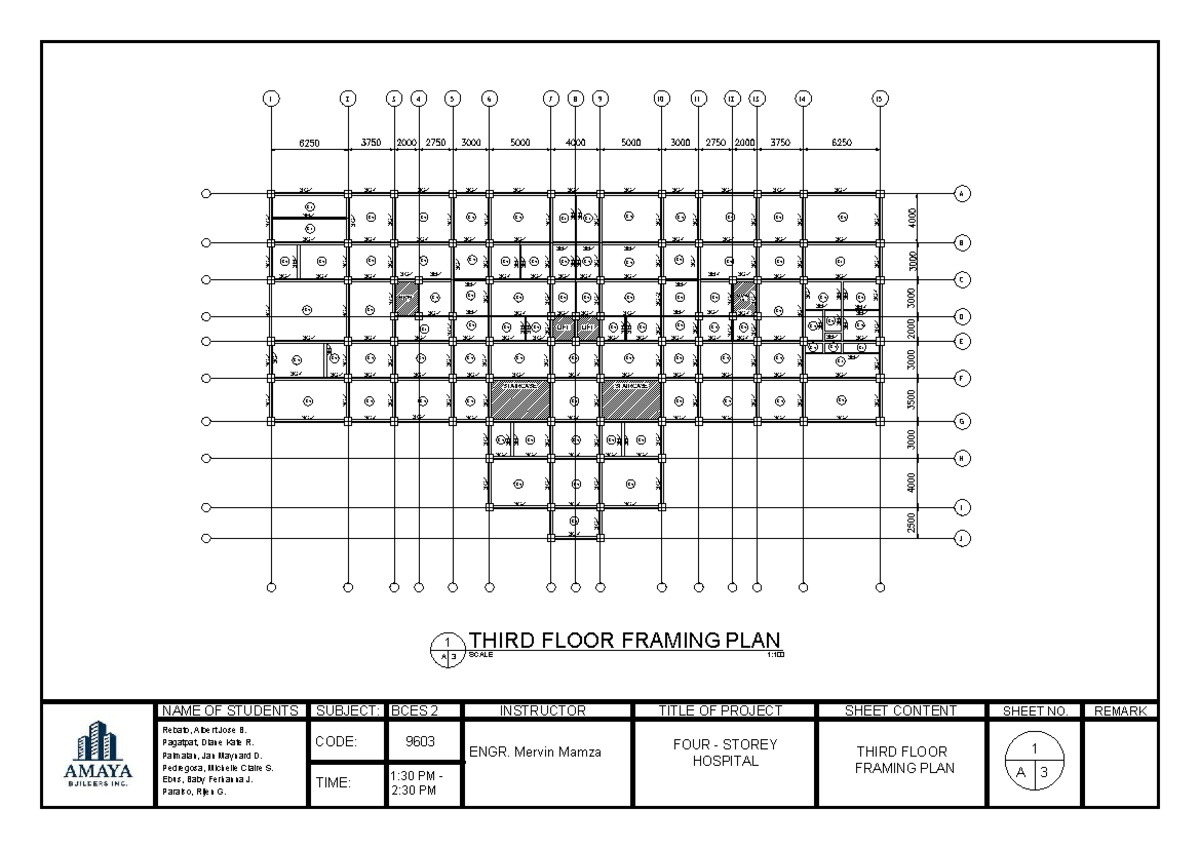 BCES 9603 Final Project: Third Floor Framing Plan 1:100 - Studocu