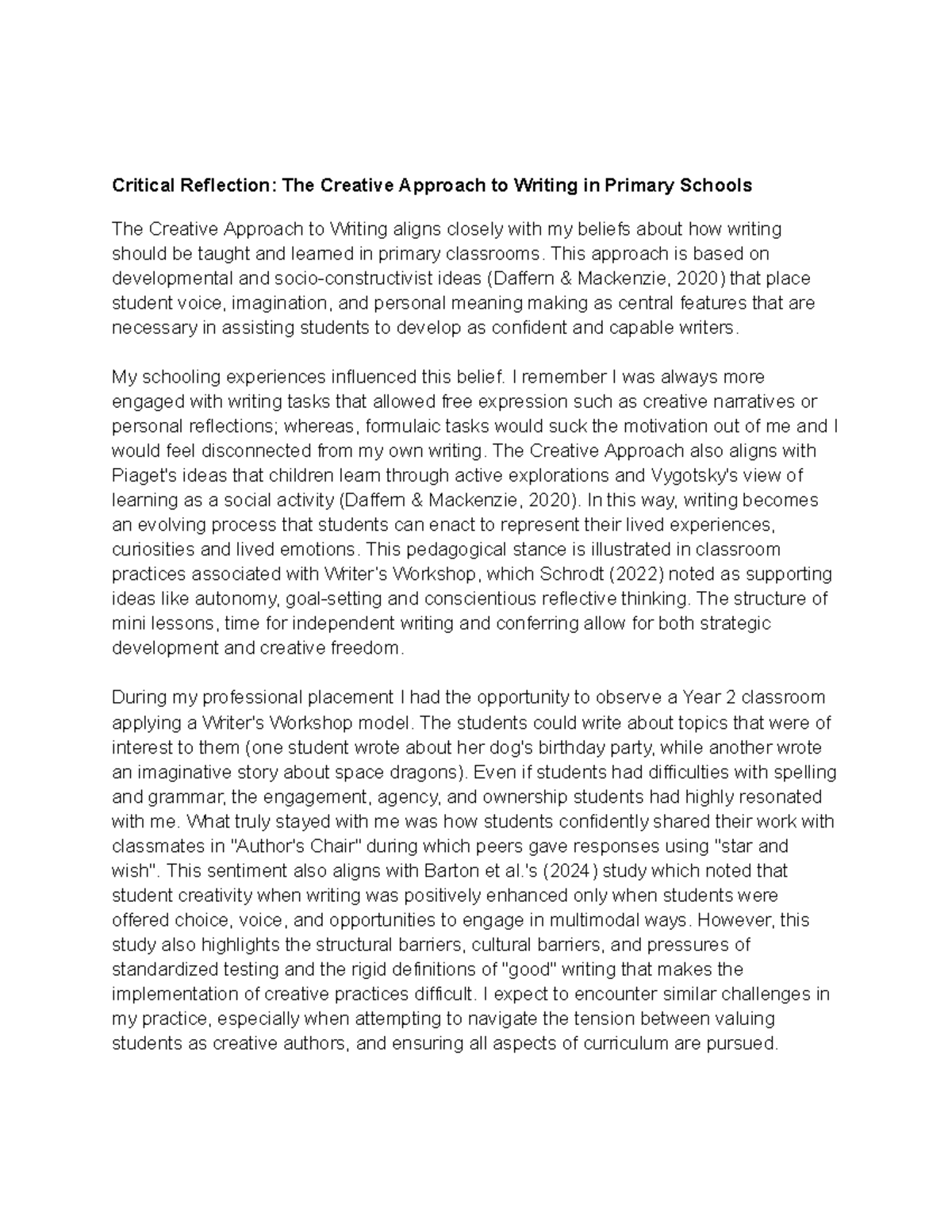 Critical Reflections: The Creative Approach to Writing in Primary ...