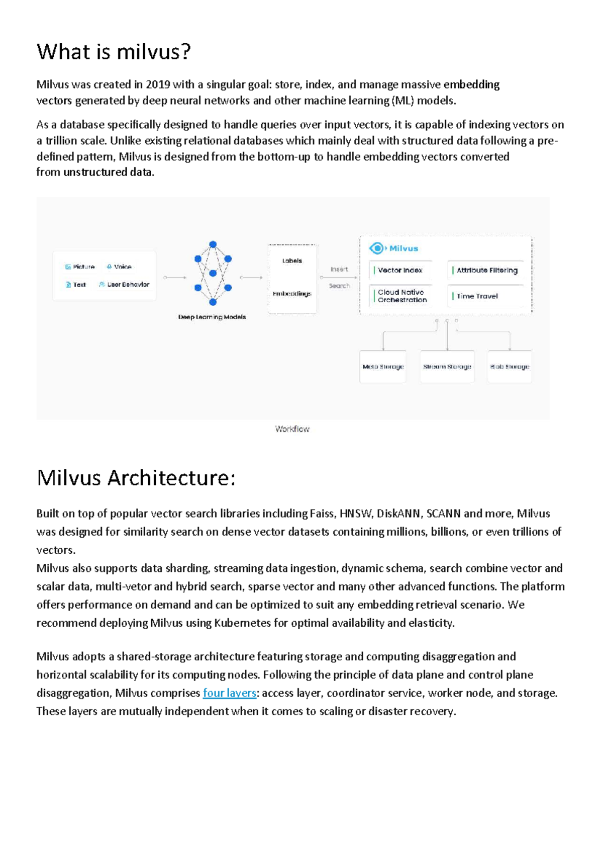 Milvus Architecture Overview - Key Components and Functionality - Studocu