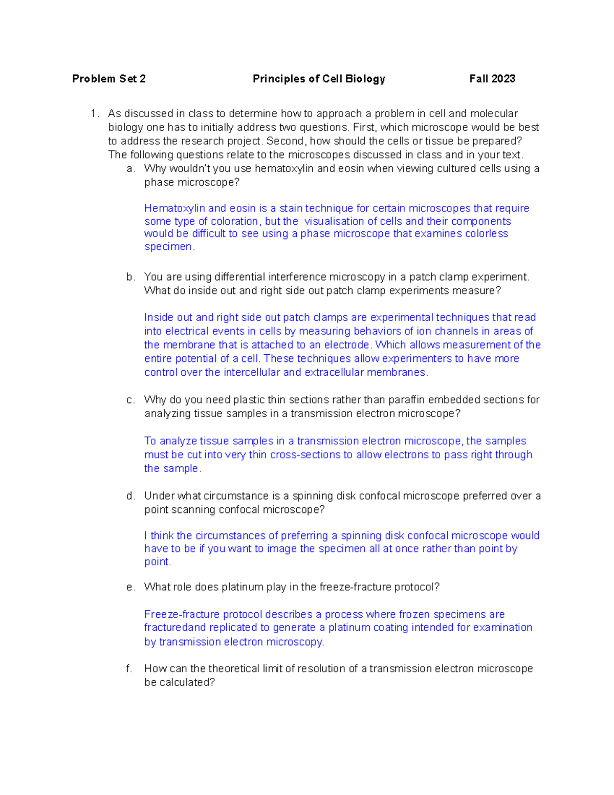 Probelm Set 2 Fall 2023-2 - Problem Set 2 Principles of Cell Biology ...