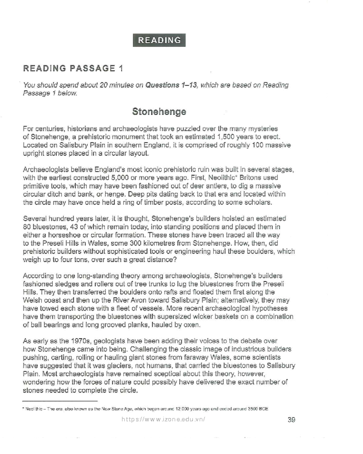 C18-R-2 - Reading Passage 1: Unraveling the Mysteries of Stonehenge ...