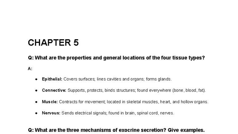 Comprehensive Study Guide for A&P 101: Tissue Types & Functions - Studocu