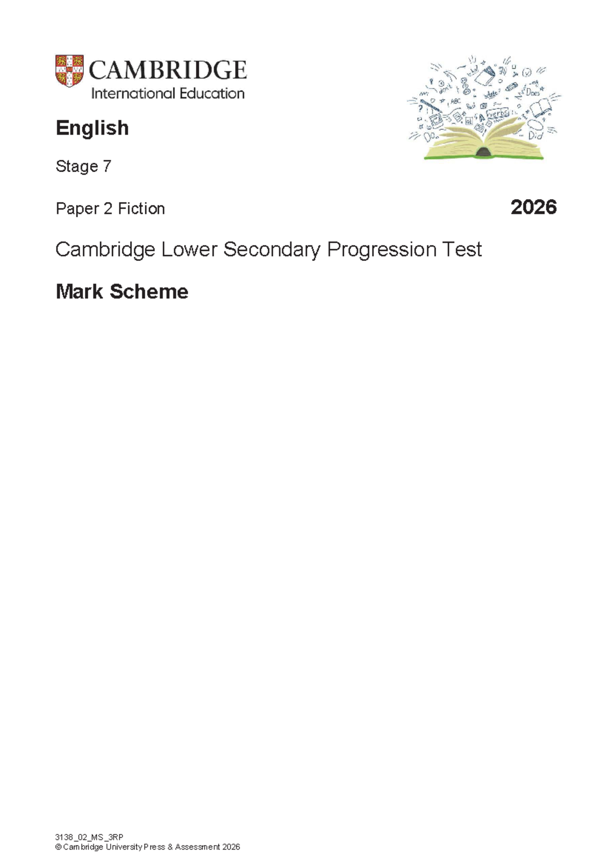 English Stage 7 Paper 2 Mark Scheme (3138_02_MS_3RP) - 2026 - Studocu