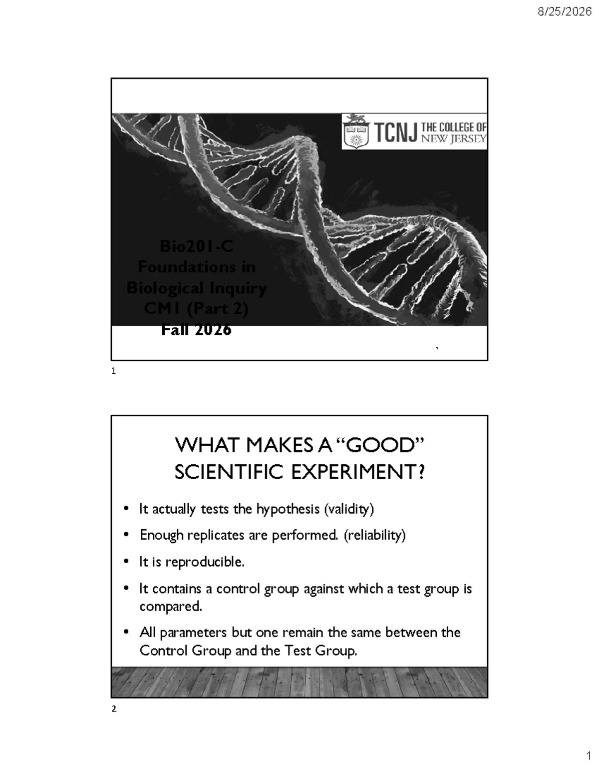 Bio201-C Lecture Notes: Foundations in Biological Inquiry - Studocu