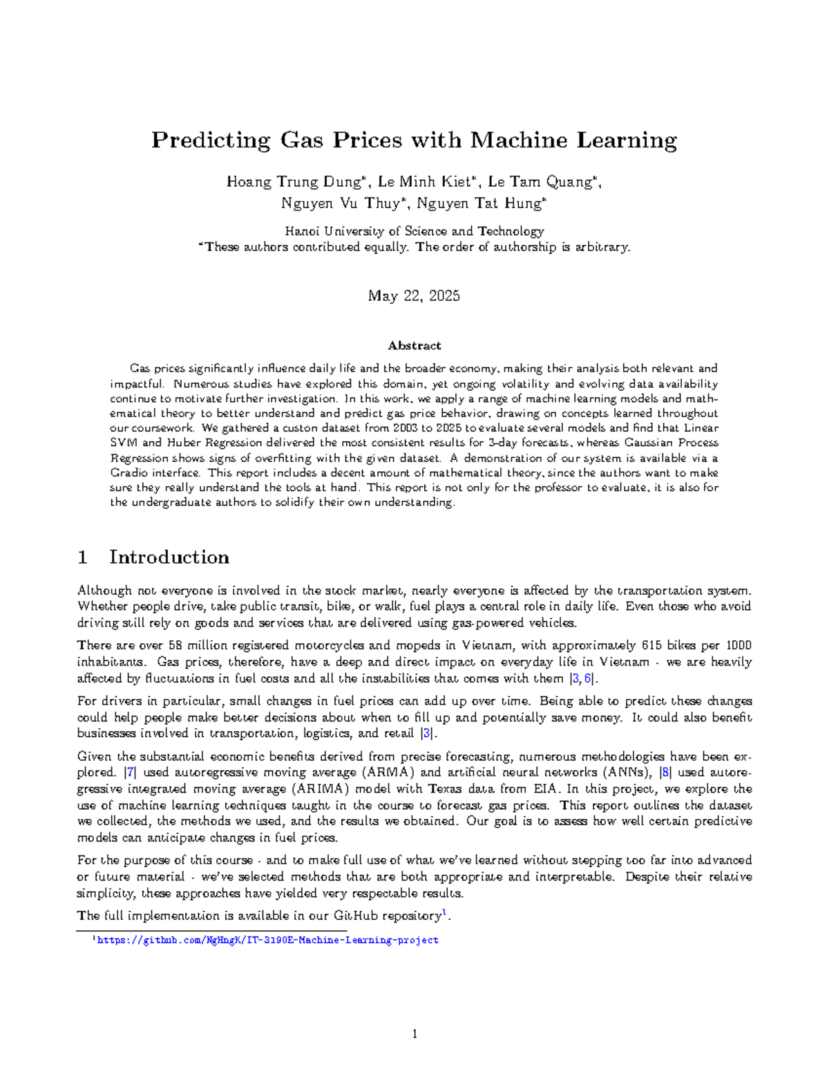 ML Report - Predicting Gas Prices Using ML Techniques (CS101) - Studocu