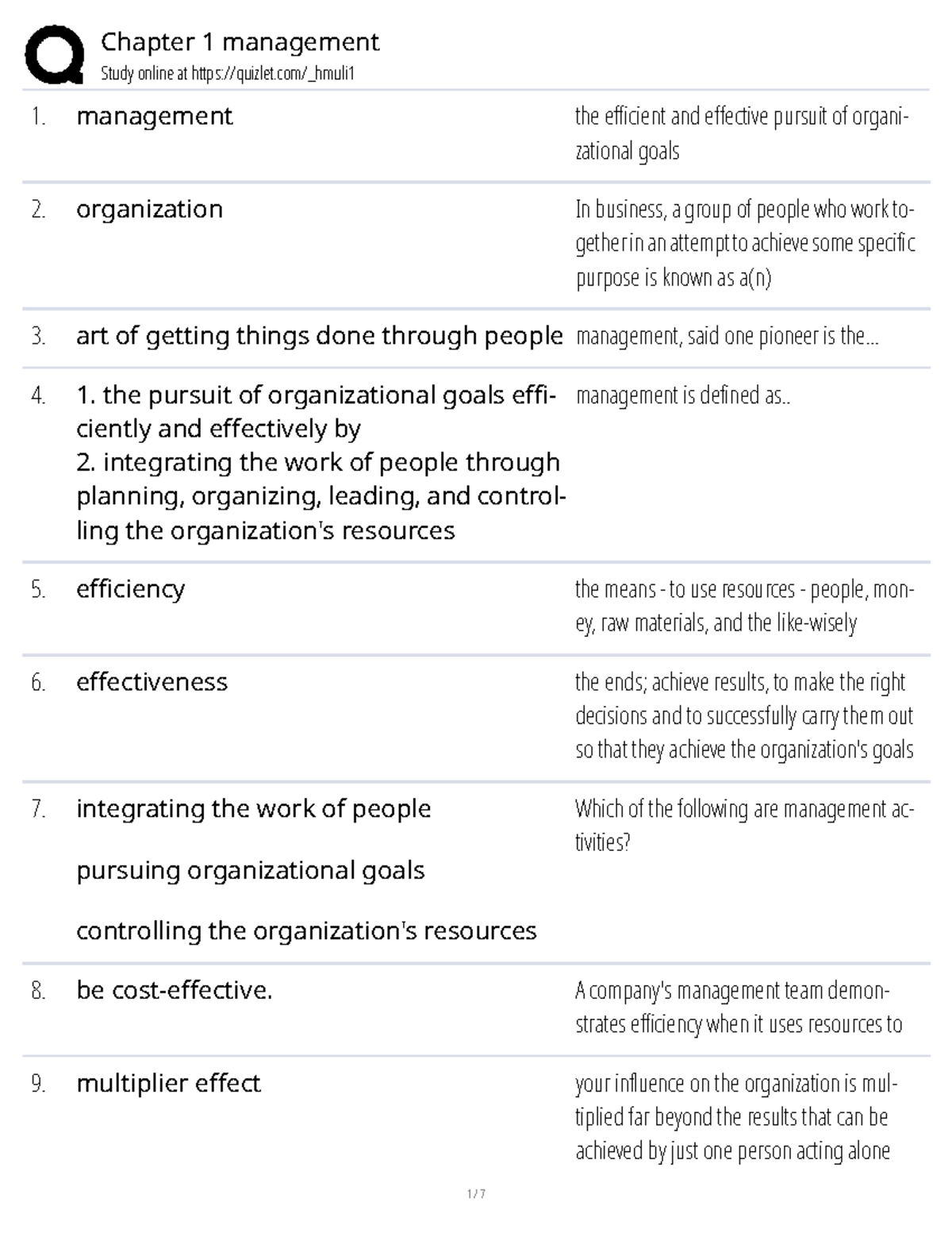 Chapter 1 Management Overview - Studocu
