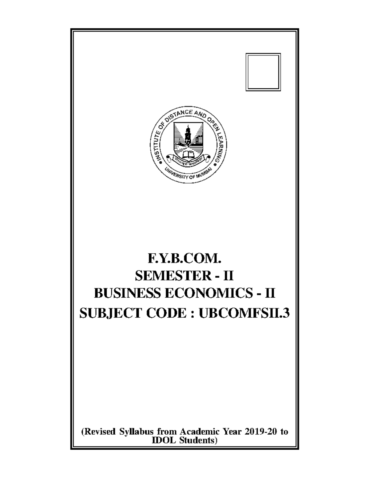 F.Y.B.COM Business Economics II Syllabus - Semester II - Studocu
