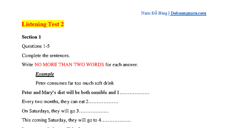 IELTS Listening Actual Tests Vol 6: Test 2 Questions & Answers - Studocu