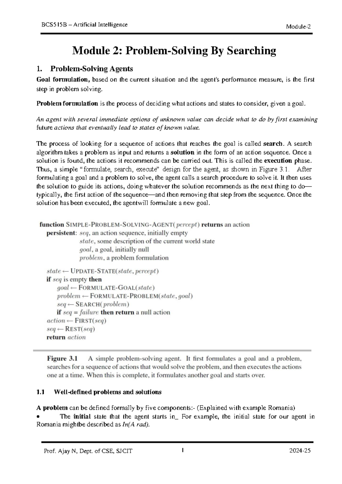 AI BCS515B Module 2 - Problem-Solving by Searching Notes - Studocu
